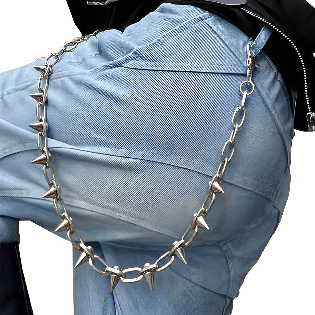 SABOZE Single Layer Spike Pants Chain – Silver