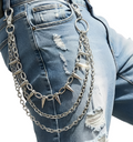 SABOZE Triple Layer Spike Pants Chain – Silver