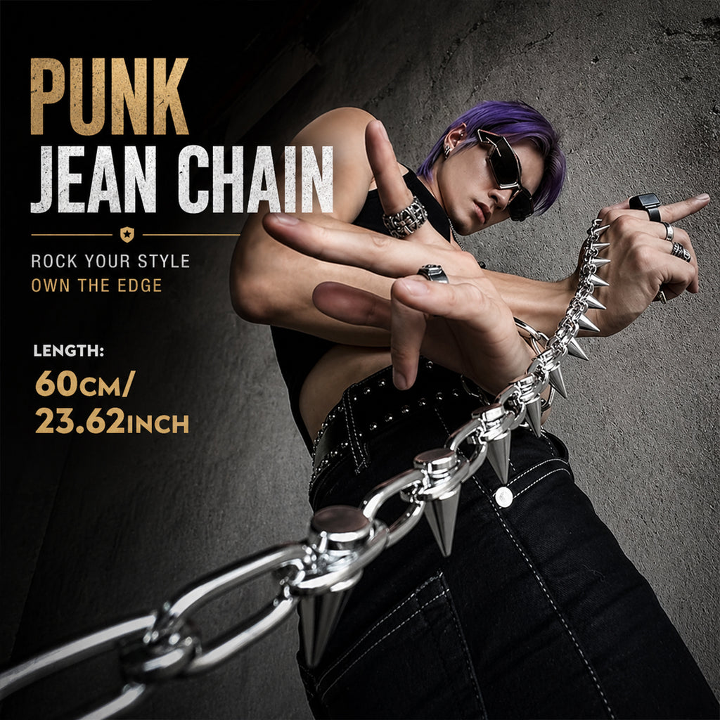 SABOZE Single Layer Spike Pants Chain – Silver