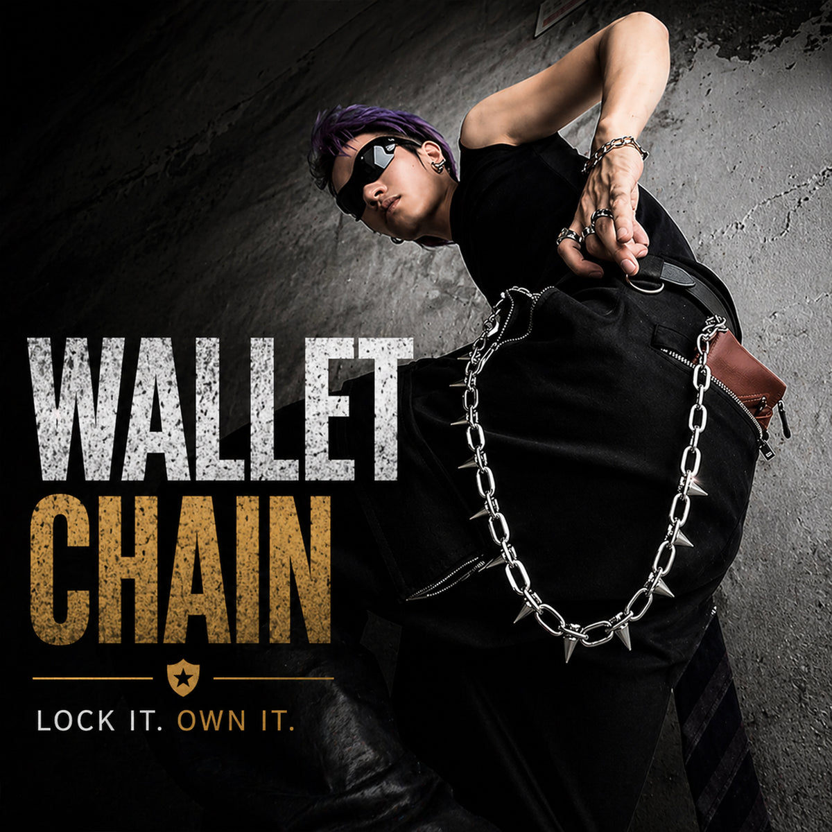 SABOZE Single Layer Spike Pants Chain – Silver