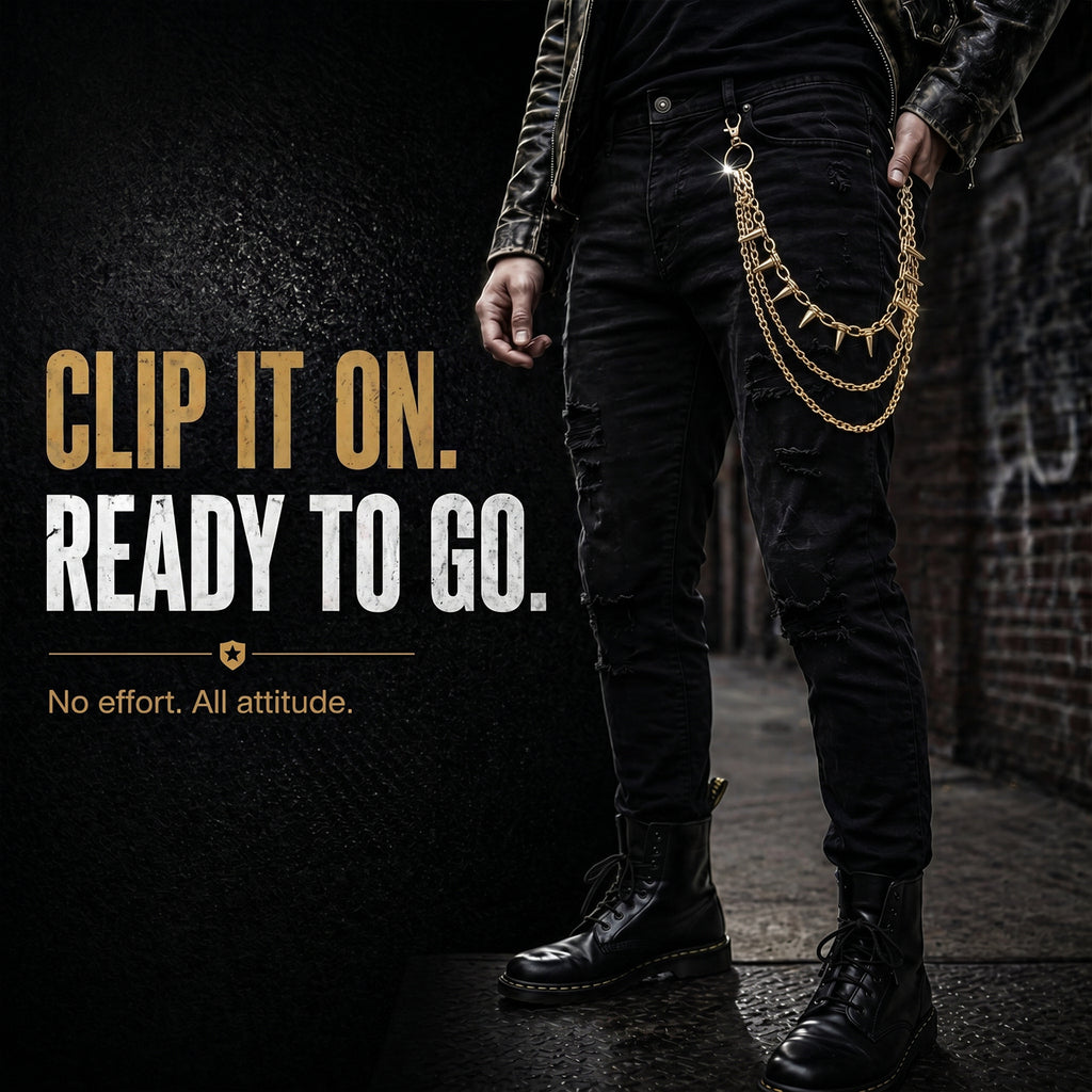 SABOZE Triple Layer Spike Pants Chain – Gold