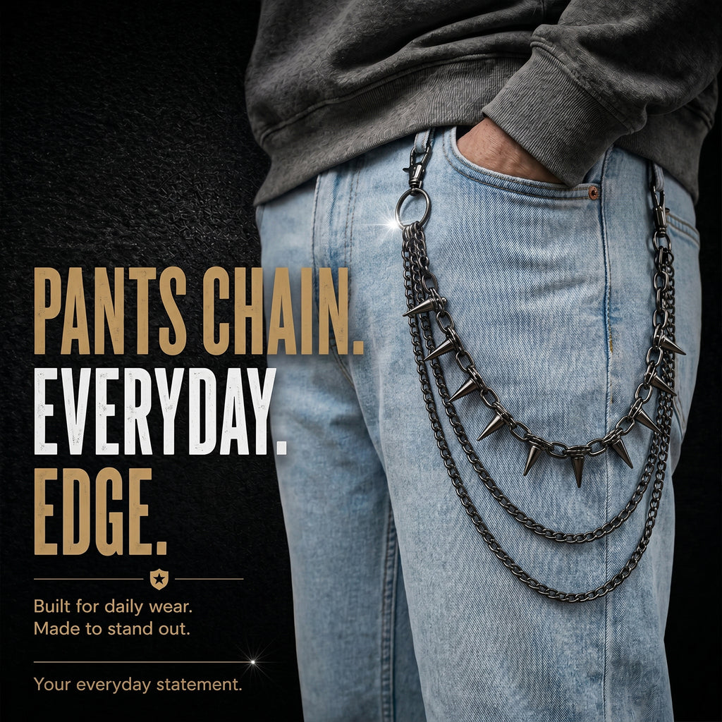 SABOZE Triple Layer Spike Pants Chain – Gunmetal
