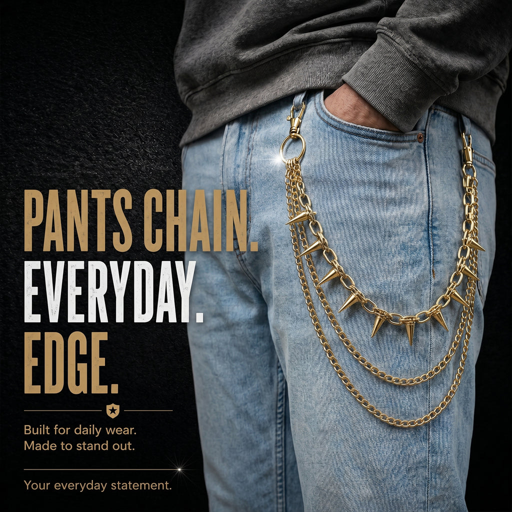 SABOZE Triple Layer Spike Pants Chain – Gold