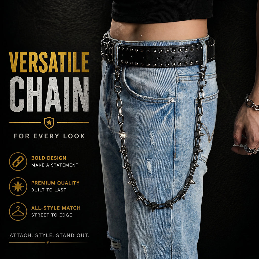 SABOZE Single Layer Spike Pants Chain – Gunmetal