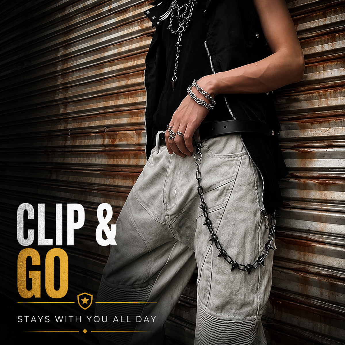 SABOZE Single Layer Spike Pants Chain – Gunmetal
