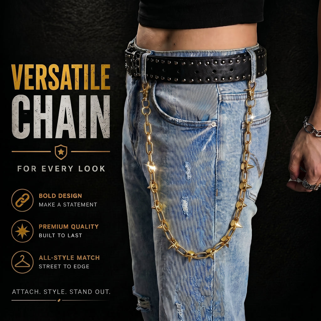 SABOZE Single Layer Spike Pants Chain – Gold