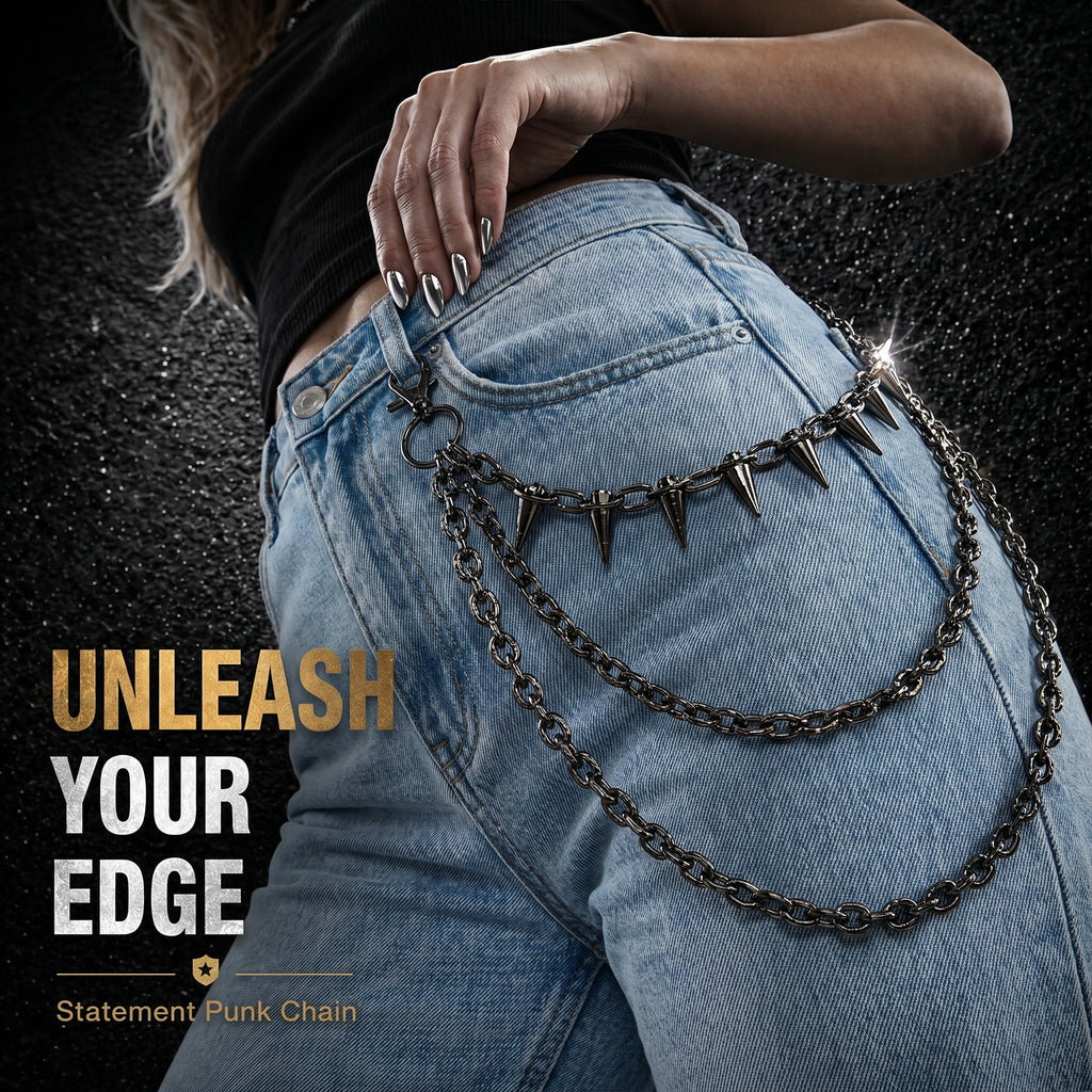 SABOZE Triple Layer Spike Pants Chain – Gunmetal