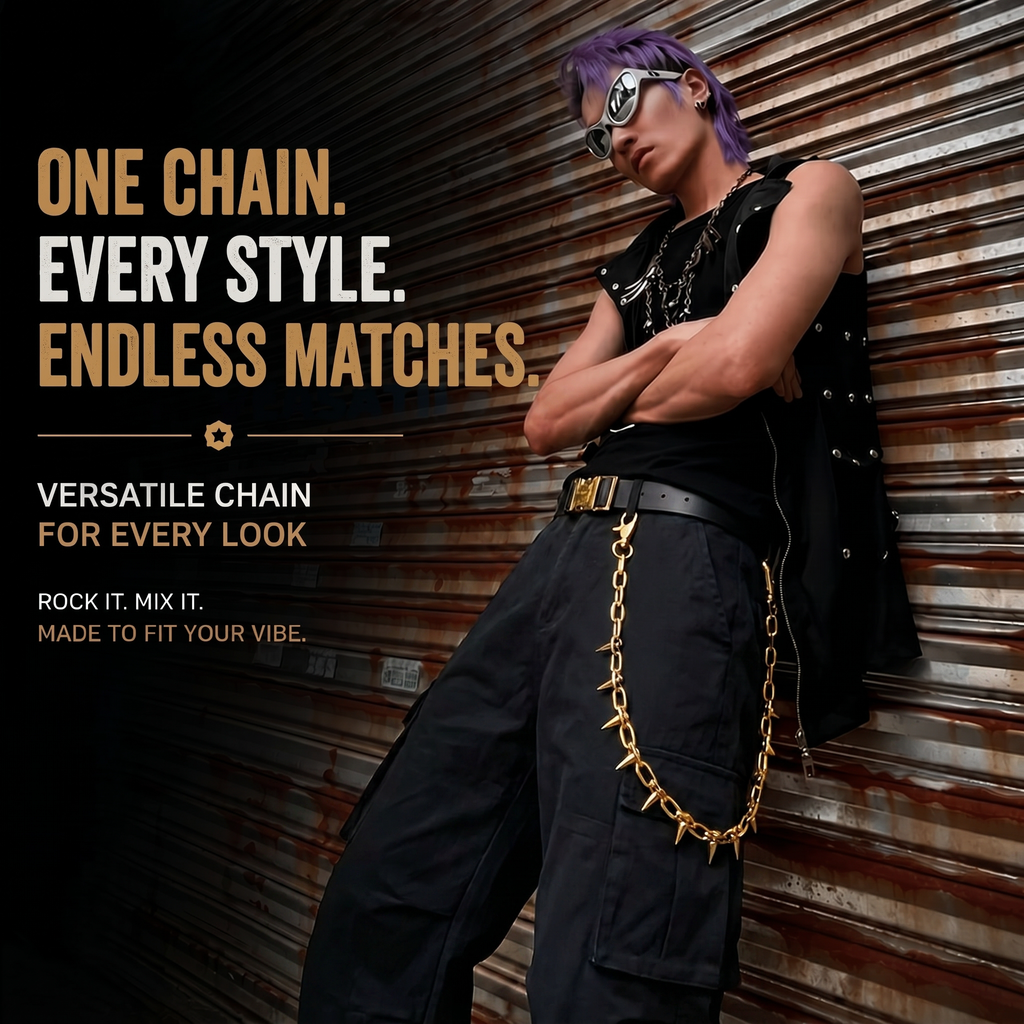 SABOZE Single Layer Spike Pants Chain – Gold